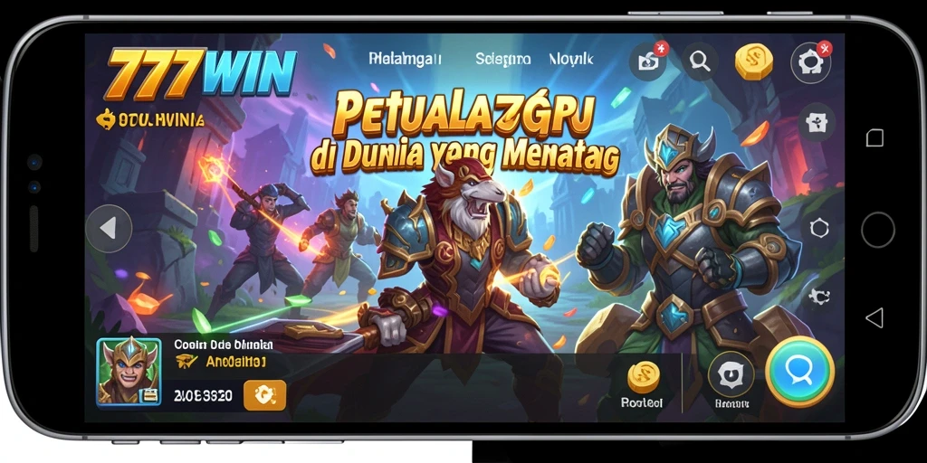 Screenshot gameplay 777WIN menampilkan aksi petualangan yang mendalam dan warna yang cerah.