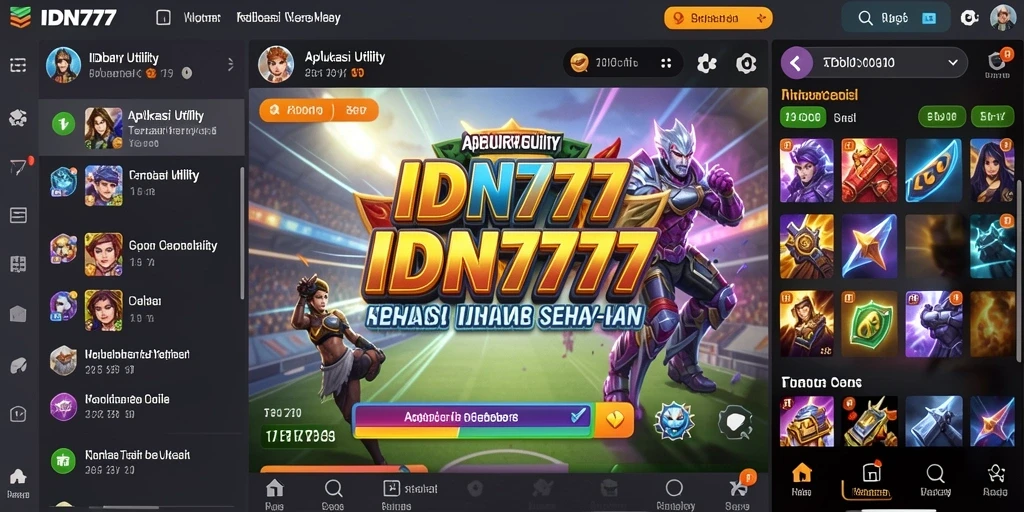 Tampilan utama IDN777 dengan fitur-fitur Utility yang sederhana.