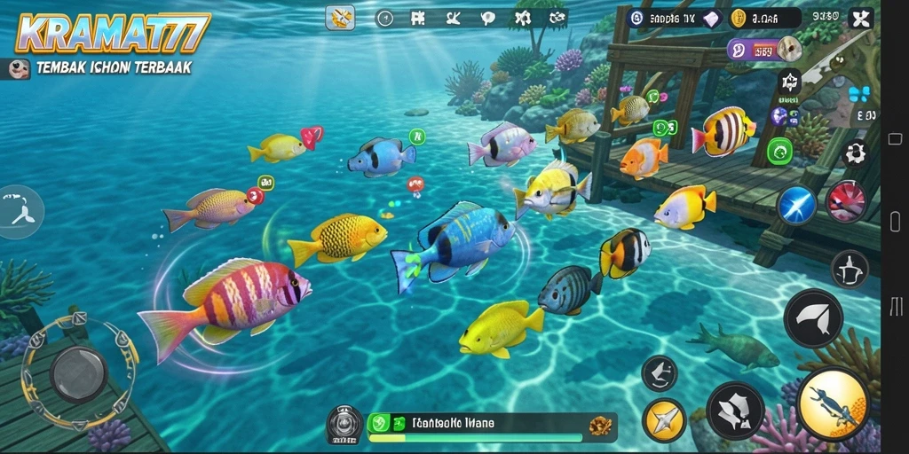 Screenshot KRAMAT77 menampilkan aksi tembak ikan yang seru.