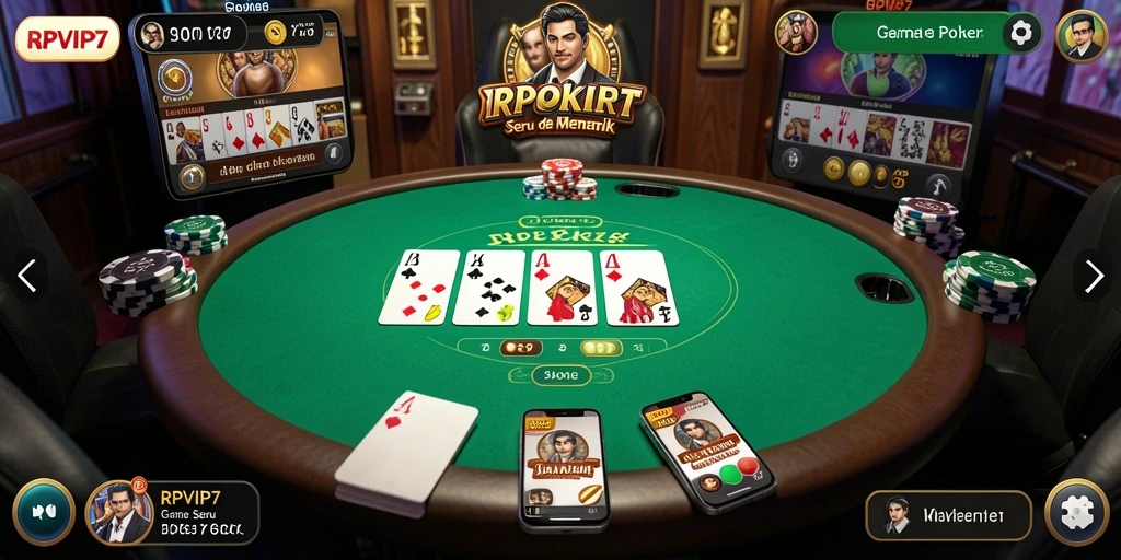 Tampilan gameplay RPVIP7 dengan suasana poker yang mendebarkan.