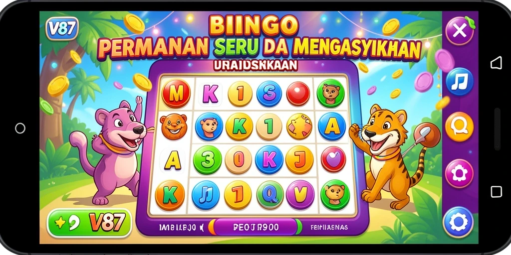 Screenshot gameplay V87 menampilkan tampilan Bingo yang seru dan interaktif.